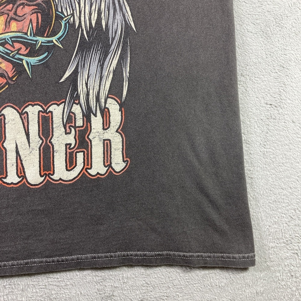 Saint and Sinner Shirt Adult Large Black Graphic Tee Flames Wings Heart - Picture 5 of 13